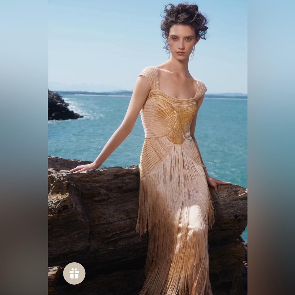 Gold flapper-style dress